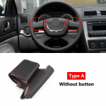 K&auml;sipunutisega roolikate Skoda Octavia Fabia Superb Roomster 2009-2012 Citigo 2011 2012 perforeeritud mikrokiudnahk Type A red line