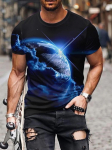 Meeste v&auml;rviline 3D prindimustriga l&uuml;hikeste varrukatega T-s&auml;rk suvine vabaaja pullover Meeste mood avarate varrukatega top S