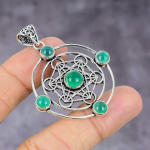Green Onyx Gemstone Handmade 925 Sterling Silver Jewelry Pendant 2.17 d1h24