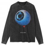 Streetwear Suure Silmaga Graafikaga Pestud Must T-s&auml;rk Puuvill Unisex &Uuml;laosad T-s&auml;rgid Pluss Suurus Pikk T-s&auml;rk S must
