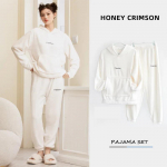 Korallifliisist pidžaamad naistele ja meestele pidžaamakomplekt Flanellist kapuutsiga Pullover Magamisriided S&uuml;gistalvine samet, soe koduriietus Juhuslik, avara pikkade varrukatega XL valge