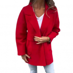 Naiste jope, lahtik&auml;iv krae, taskud, &uuml;hev&auml;rvilised n&ouml;&ouml;bid, sisekujundus lahtised pikkade varrukatega t&ouml;&ouml;lk&auml;imiseks tutvumiskontor Kevads&uuml;gis-talvemantel M roosa punane v&auml;rv