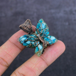 Copper Blue Turquoise Gemstone Handmade Copper Wire Wrap Pendant 1.50 w6i55