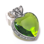 Natural Peridot Gemstone Handmade 925 Sterling Silver Jewelry Pendant 1.77 y3p59