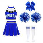 Lapsed T&uuml;drukud Cheer Leader Halloweeni peor&otilde;ivad Cheerleading Crop Top plisseeritud seelikuga Pom Pom Sokid Peakatete Komplekt 7-8 Years