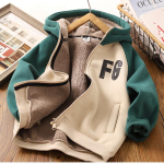 Laste kapuutsiga mantlid Sport talvel paks lukuga jakk Mantel Trendikas poiste fliisist soojad riided 140 roheline