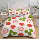 Roosa Maasikas Armas Voodipesukomplekt Tekikottide Komplekt 3D Prindiga Puuviljamustriga Tekikate Padjap&uuml;&uuml;r Kuningas Kuninganna Suurus Lastele Poisile T&uuml;drukule 140x210cm 2pcs