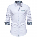 Kevad Suvi Briti Retro Slim Fit V&auml;rviplokkidest Vabaaja Meeste Pikkade Varrukatega S&auml;rk S&auml;rgid (meeste omad) XXL valge