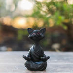 Kapriisne hall Buddha kassi kujukeste meditatsioonijooga kogutav &otilde;nnelik kassi kollektsioon kassiarmastaja kingitused naistele meditatsioonijooga kujukeste sisustus 12.5CM must