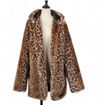 Talvine kunstkarusnahast kapuutsiga leopardimustriline luksuslik soe naiste jakk naiste mantel moodne jakk 2XL leopard