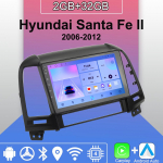 Android Carplay Auto Raadio Hyundai Santa Fe II 2006-2012 jaoks Multimeediam&auml;ngija Peaseade Stereo GPS Navigatsioon BT WIFI 2+32GB 2+32GB