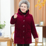 Naiste talvine paks soe velvetist puuvillane jakk keskealine ema kapuutsiga jakk Solid temperament topsid XXXL lilla