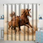 Hobuse Blackout Kardinad Magamistoa jaoks Loomakardinad Elutoas Kardin Akna jaoks Kodu Dekoor K&otilde;rge Varjutusega Kardin 2 Paneeli W55 X H120cm X 2&HOOK brown