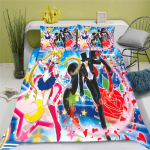 3D Sailor Moon Anime Voodipesukomplekt Tekikott 100% Pol&uuml;ester Sobib Lastele ja T&auml;iskasvanutele 3-osaline Komplekt 1 Tekikott 140x210cm