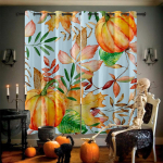 Halloweeni dekoratiivkardinad &Otilde;uduspumpkin Bat Gootiline multitr&uuml;kiga kardinad Laste lastetuba elutuba peodekoratsioon W50xH140(CM)x2PCS&Rod pocket