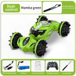 Kaugjuhtimispult amfiibne keeratav ja vahetatav auto laste nelikveoline žestitundlik kahepoolne stunt RC laste m&auml;nguauto poistele kingitus roheline