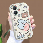 Armas koomiksimustriga kreemjas tekstuuriga korpus, lainelise servaga pehme silikoonkaanega telefoni&uuml;mbris Vivo jaoks Vivo Z1 Lite valge