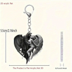 Inglid ja deemonid kallistavad S&uuml;damekujuline akr&uuml;&uuml;list v&otilde;tmehoidja 2D lame v&otilde;tmehoidja ripats, sobib j&otilde;uludeks s&otilde;brap&auml;evaks, auto v&otilde;tmed, seljakoti kaunistus