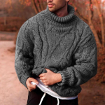 Meeste soe kootud pullover suur suurus k&otilde;rge kaelusega pikkade varrukatega XXXL brown