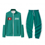 Squid Games II hooaeg Pusa t&otilde;mblukuga p&uuml;stkrae pikkade varrukatega number tr&uuml;kkimine Kontrastv&auml;rviline jope TV tegelane spordir&otilde;ivad elastne v&ouml;&ouml;koht M K