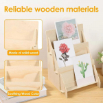 Greeting Card Display Stand Showcase Organizer 3 Tier Easy to Assemble Wooden Rack Postcard