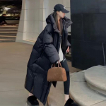 Sulejope Tuulekindel naiste pikk talvine soe kapuutsiga jope valge pardisulega One Size