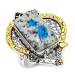 K2 Azurite Handmade 925 Sterling Silver Two Tone Gift Ring Size 8 p8p07