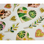 Stickers Coeurs et feuillages - paillet&eacute;s - 1,8 cm