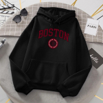 Uus Boston City USA Asutatud 1630 Tr&uuml;kitud Suur Suurus Kapuutsiga Naiste Unisex Populaarsed Kapuutsid Ameerika Stiilis Dressipluus Streetwear L must