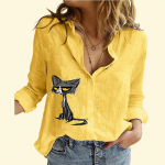 Naiste mood puuvillane linane s&auml;rk vabaaja &otilde;huke pikkade varrukatega naiste kassimustriga n&ouml;&ouml;pidega pluus 5XL