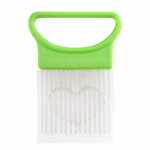 Viilutage sibulad vaevata selle v&auml;rvilise sibulal&otilde;ikuri k&ouml;&ouml;giga roostevabast terasest kartulikr&otilde;psude sibulahoidjaga assi hakkimiseks