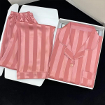 Triibulised j&auml;&auml;siidist k&otilde;rgekvaliteedilised pidžaamad naistele kevadiseks ja s&uuml;giseseks hooajaks, naiste uus pikkade varrukatega p&uuml;kste kahest osast koosnev komplekt, &ouml;&ouml;riided, &ouml;&ouml;s&auml;rk M