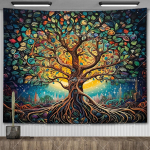 Keldi Elupuu Gobel&auml;&auml;n Seinakinnitus Toa Dekoratsioon Esteetiline Joogamatid Maastikugobel&auml;&auml;nid Seinakunst Dekoratiivsed Altarlinad 150X100CM 60x40in