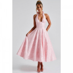 Valge žakaarvillaga volditud &otilde;htupeo kleit naistele, seljata elegantne seksikas kleit, bodycon pikk suvekleit, vestidos S roosa