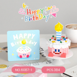 Creative birthday cake building blocks(LED-iga) Warm and Cozy Birthday Gift Education Toys For girls Pink cake(Led)-384Pcs