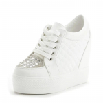 Uued s&uuml;gisesed valged varjatud kiilukontsad vabaajajalatsid Naine Blingi platvormkingad Lift 10 cm k&otilde;rged kontsad naiste tossud 39 valge