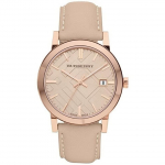 Burberry BU9014 Beež sihver Nahkrihm Naiste k&auml;ekell 38
