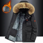 Talvejope Meeste Soe Paks Fliis Parkad Tuulejope Militaar kapuutsiga karusnahast krae Mantel Meeste riided Plus Suurus 8XL M must