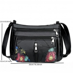 Suure mahutavusega PU-nahast naiste &otilde;lakotid Dragonfly Flowers Mitme taskuga Crossbody Mommy kott One Size must