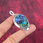 Abalooni Kest 925 Prooviga Tahke Sterling H&otilde;bedast Ripats, K&auml;sit&ouml;&ouml;na Valmistatud Gemstone Ripats Ehted, Kingitused Abikaasale T&auml;iesti Uus Ripats 2.20 Inches sinine