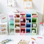Kawaii Suure Mahutavusega Laua Pliiatsihoidja Pliiatsite Meigi Hoiukarp Lauapealne Korraldaja Stend Kaanega Kooli Kontori Kirjatarbed bule