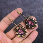 Pink Kunzite Handmade Copper Wire Wrap Jewelry Earring 2.88 l5h89