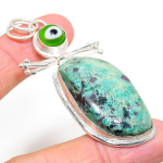 Ruby in Fuchsite, Evil Eye Ethnic 925 Sterling Silver Jewelry Pendant 2.84 u1N40