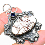 Wild Horse, Blue Topaz 925 Sterling Silver Jewelry Pendant 2.25 v3o92
