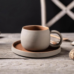 Keraamiline tass latte, cappuccino, piima, mahla, kakao jaoks koos alustassiga 300ml 300ml pruun