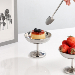 Stainless Steel Footed Dessert Cup Round for Presentation Easy to Clean Wide Weighted Base