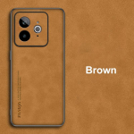 Realme GT7 Pro Racing Case Luksuslik PU Nahast Telefoni&uuml;mbris Realme GT 7 Pro Racing 5G jaoks Tagakaas Matt Silikoonkaitse Realme GT7Pro Racing pruun