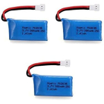 3-pakk laetavaid LiPo akusid 3,7 V 380 mAh | &Uuml;hildub HUBSAN X4 H107L/C/D, V252, JXD 385 mudelitega | Kvaliteetne, Sinine sinine