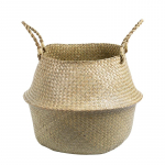 Punutud hoiukorv k&auml;epidemega K&auml;sitsi kootud pesukorv Kokkupandav mererohupott Koduaia hoiukasti kaunistus 38/45 cm XXL