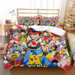 Anime disainiga tekikottide komplekt, Pikachuga laste voodipesu kate ja padjap&uuml;&uuml;r 75*50cm, Multifilmi laste voodipesu komplekt lukuga 135*200cm